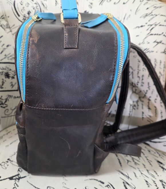 Franki Ray Salacious Sasha Full-Grain Brown Leather Mini Backpack Turquoise Blue main image 5